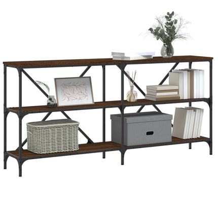 Konsolbord brun ek 160x30x75 cm konstruerat trä och järn