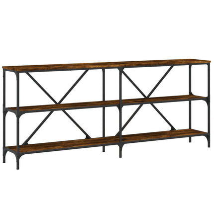 Konsolbord rökfärgad ek 180x30x75 cm konstruerat trä och järn