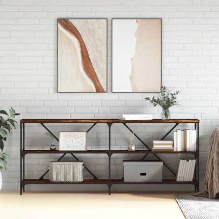 Konsolbord rökfärgad ek 180x30x75 cm konstruerat trä och järn