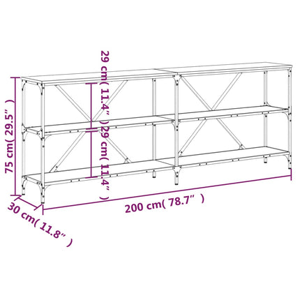 Konsolbord svart 200x30x75 cm konstruerat trä och järn