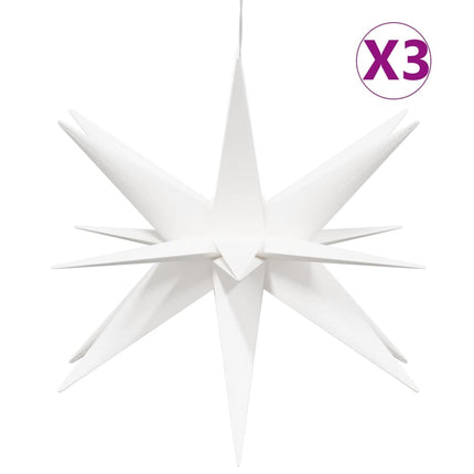 Stjärnor med LED-belysning 3 st vikbar vit 43 cm