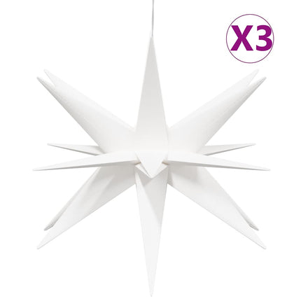 Stjärnor med LED-belysning 3 st vikbar vit 57 cm