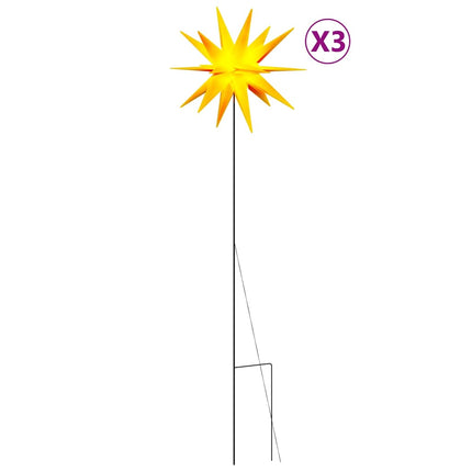 Stjärnor med spett LED 3 st vikbar gul 57 cm