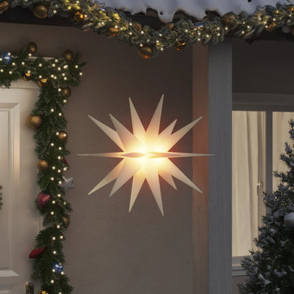 Stjärnor med LED-belysning 3 st vikbar vit 100 cm