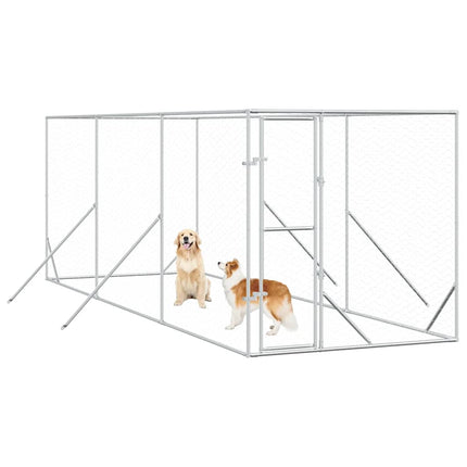 Hundgård för utomhusbruk silver 2x6x2 m galvaniserat stål
