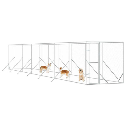 Hundgård för utomhusbruk silver 2x14x2 m galvaniserat stål