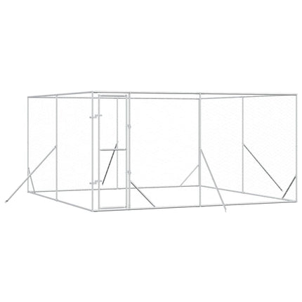 Hundgård för utomhusbruk silver 4x4x2 m galvaniserat stål