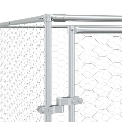Hundgård för utomhusbruk silver 4x4x2 m galvaniserat stål