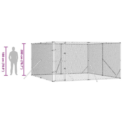 Hundgård för utomhusbruk silver 4x4x2 m galvaniserat stål