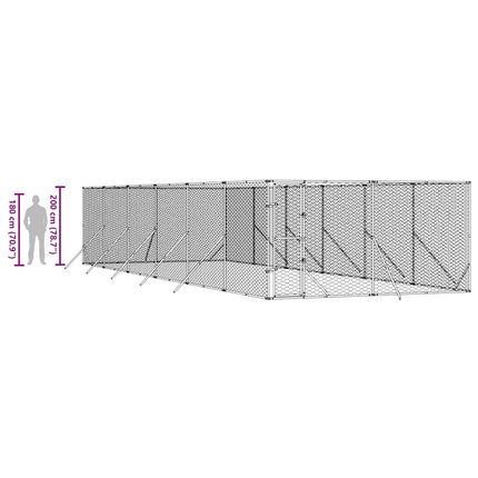 Hundgård för utomhusbruk silver 4x12x2 m galvaniserat stål