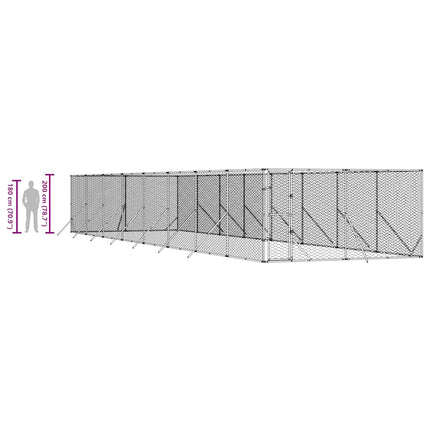 Hundgård för utomhusbruk silver 4x16x2 m galvaniserat stål