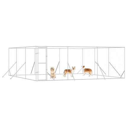 Hundgård för utomhusbruk silver 6x6x2 m galvaniserat stål