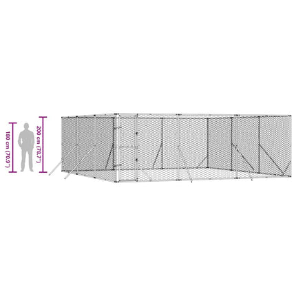 Hundgård för utomhusbruk silver 6x6x2 m galvaniserat stål