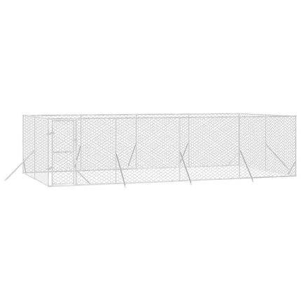 Hundgård för utomhusbruk silver 8x4x2 m galvaniserat stål