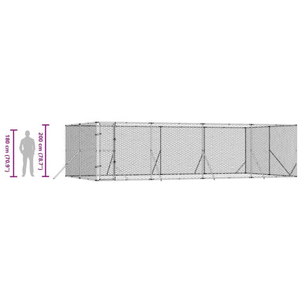 Hundgård för utomhusbruk silver 8x4x2 m galvaniserat stål