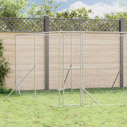 Hundgård för utomhusbruk silver 8x4x2 m galvaniserat stål