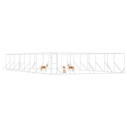 Hundgård för utomhusbruk silver 8x16x2 m galvaniserat stål