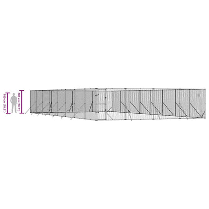 Hundgård för utomhusbruk silver 8x16x2 m galvaniserat stål
