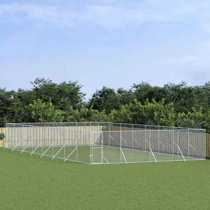 Hundgård för utomhusbruk silver 8x16x2 m galvaniserat stål