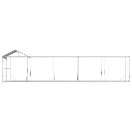 Hundgård med tak silver10x2x2,5 m galvaniserat stål
