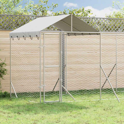 Hundgård med tak silver10x2x2,5 m galvaniserat stål