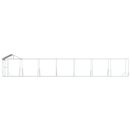 Hundgård med tak silver 14x2x2,5 m galvaniserat stål