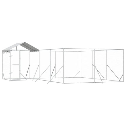 Hundgård med tak silver 6x6x2,5 m galvaniserat stål