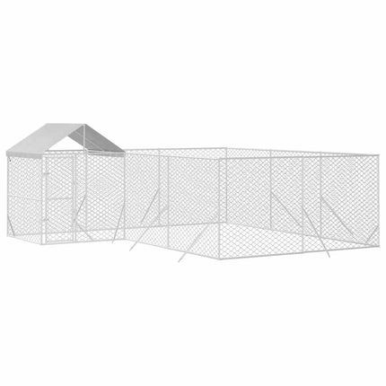 Hundgård med tak silver 6x6x2,5 m galvaniserat stål