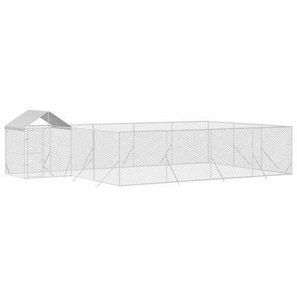 Hundgård med tak silver 10x6x2,5 m galvaniserat stål