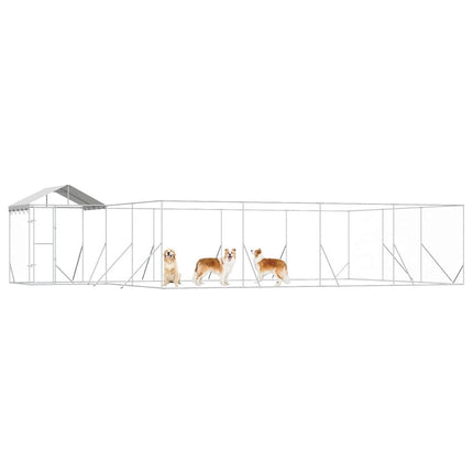 Hundgård med tak silver 10x6x2,5 m galvaniserat stål