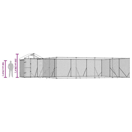 Hundgård med tak silver 10x6x2,5 m galvaniserat stål