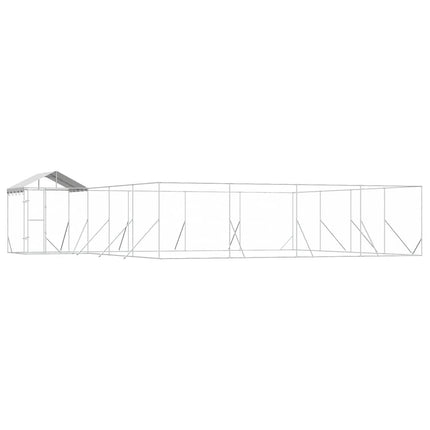 Hundgård med tak silver 10x8x2,5 m galvaniserat stål