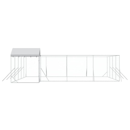 Hundgård med tak silver 10x8x2,5 m galvaniserat stål