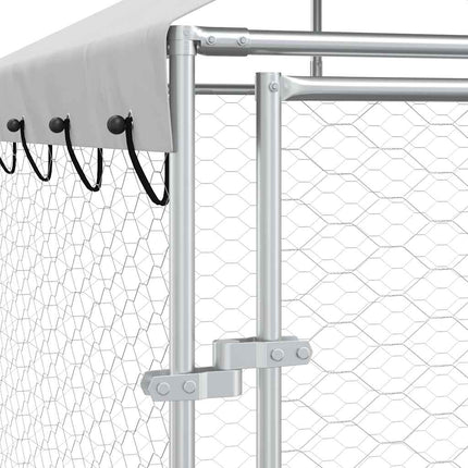 Hundgård med tak silver 10x8x2,5 m galvaniserat stål