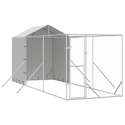 Hundgård med tak silver 2x6x2,5 m galvaniserat stål