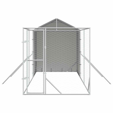 Hundgård med tak silver 2x6x2,5 m galvaniserat stål