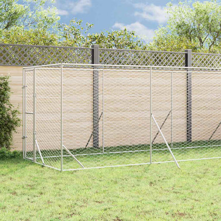 Hundgård med tak silver 2x10x2,5 m galvaniserat stål