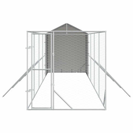 Hundgård med tak silver 2x10x2,5 m galvaniserat stål