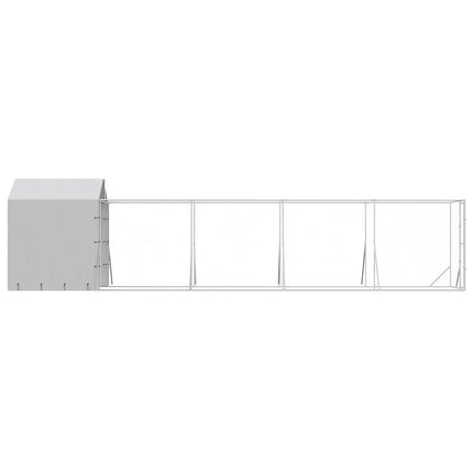 Hundgård med tak silver 2x10x2,5 m galvaniserat stål