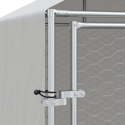 Hundgård med tak silver 2x10x2,5 m galvaniserat stål