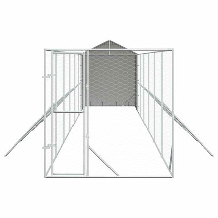 Hundgård med tak silver 2x14x2,5 m galvaniserat stål