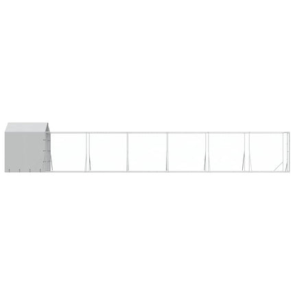 Hundgård med tak silver 2x14x2,5 m galvaniserat stål