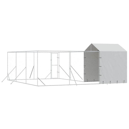Hundgård med tak silver 6x6x2,5 m galvaniserat stål