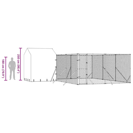 Hundgård med tak silver 6x6x2,5 m galvaniserat stål