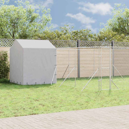 Hundgård med tak silver 6x6x2,5 m galvaniserat stål