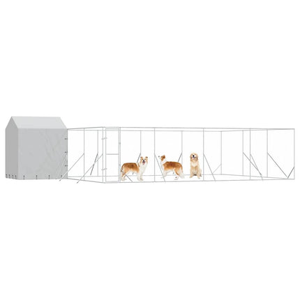 Hundgård med tak silver 10x6x2,5 m galvaniserat stål