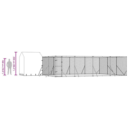 Hundgård med tak silver 10x6x2,5 m galvaniserat stål