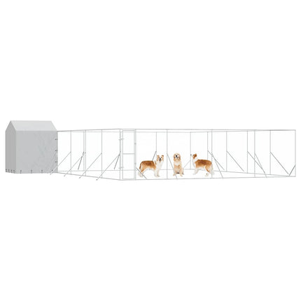 Hundgård med tak silver 10x10x2,5 m galvaniserat stål