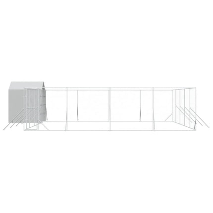 Hundgård med tak silver 10x10x2,5 m galvaniserat stål