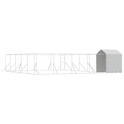Hundgård med tak silver 10x10x2,5 m galvaniserat stål